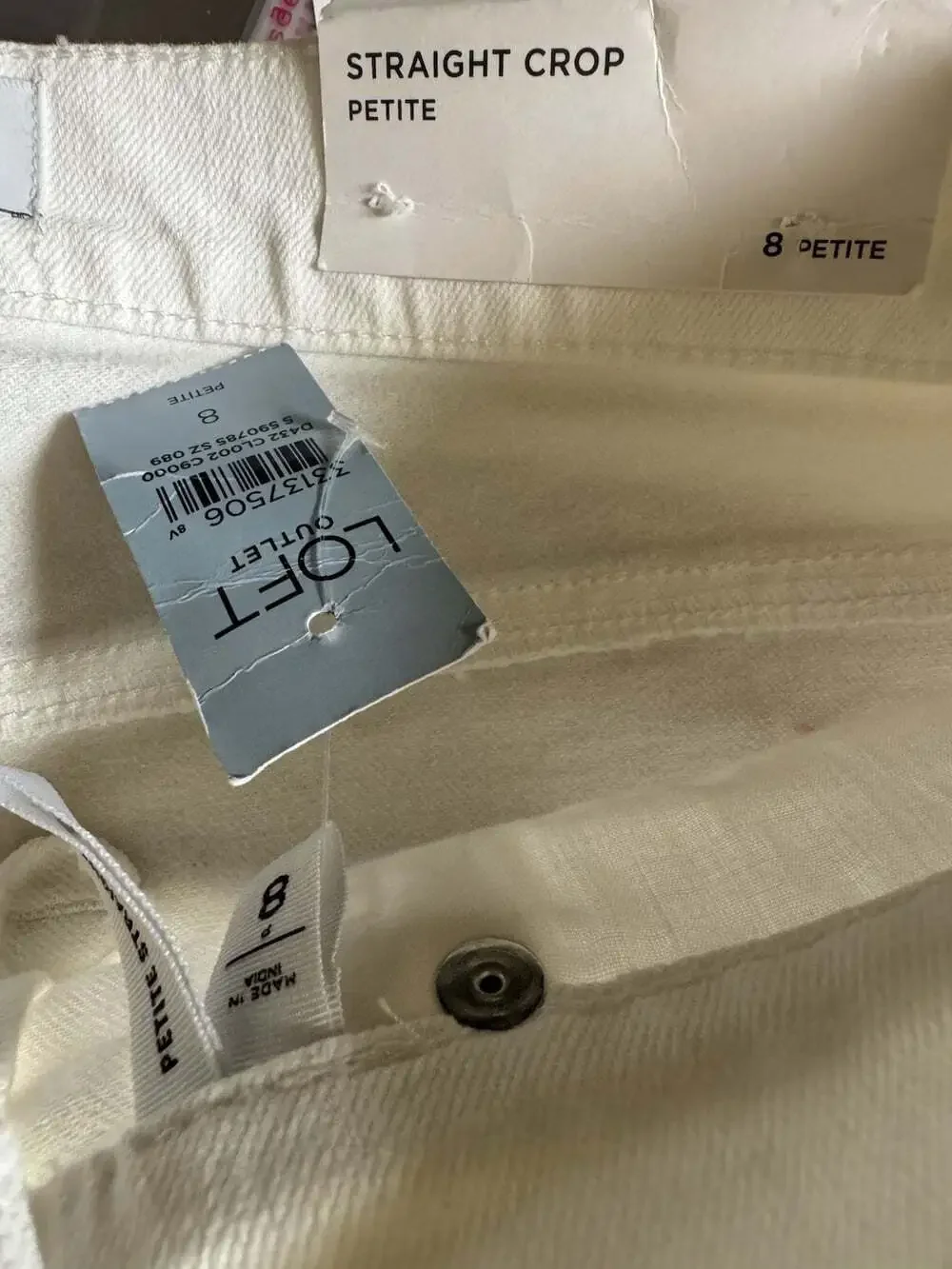 LOFT Women 8 Petite White Straight Crop Jeans Pants NWT Stretch